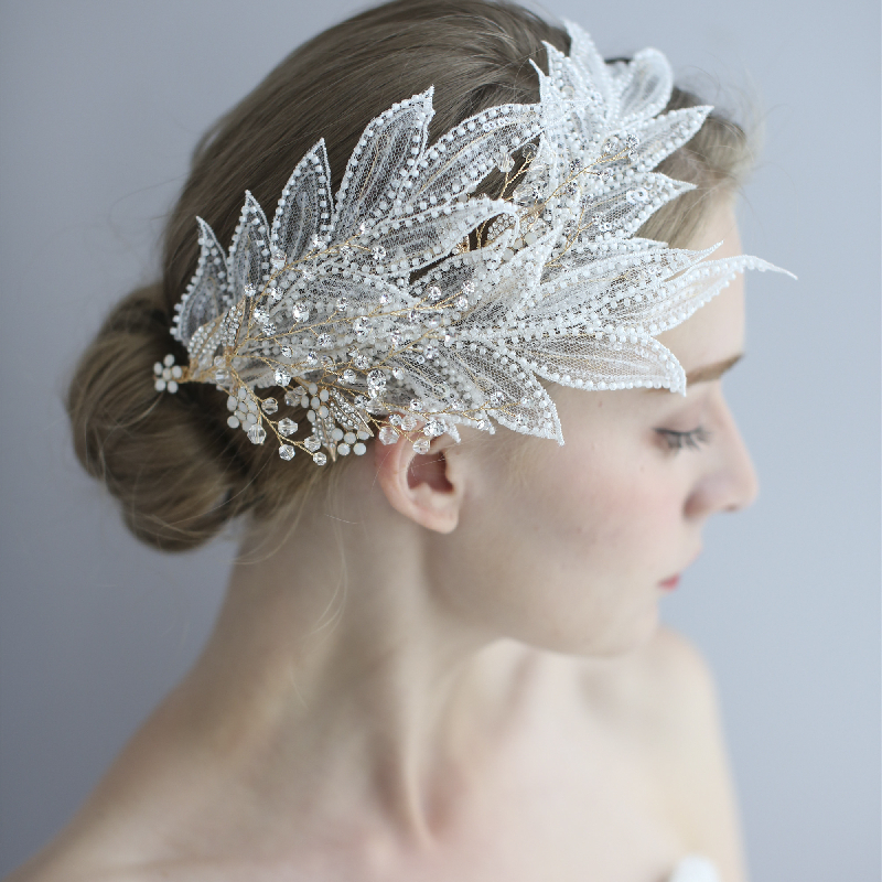 신부 웨딩 스타일링 헤어 액세서리 깃털모양 헤어장식