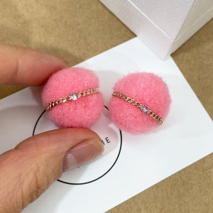 14K 18K 핑크 사파이어 체인 반지 탄생석 및 다이아몬드 선택가능