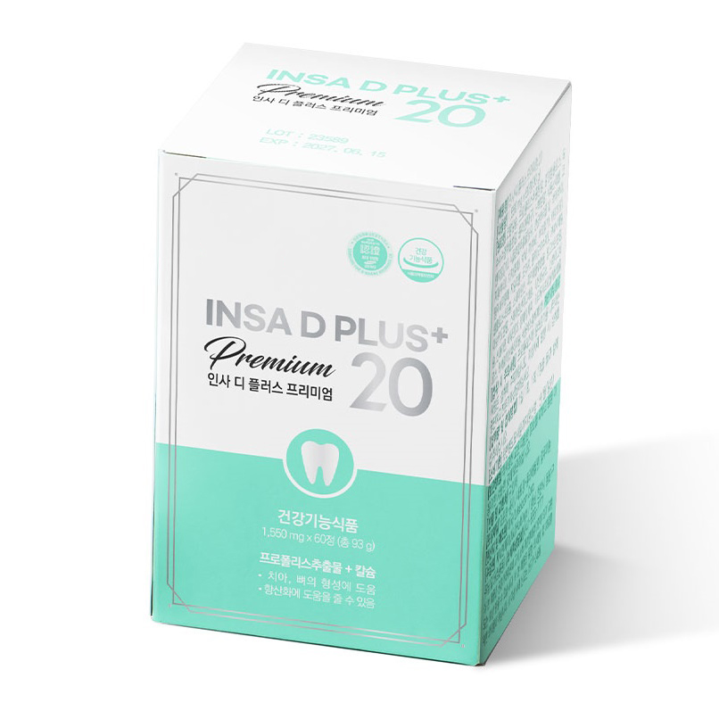 인사디플러스 프리미엄 2개월분 치아 뼈 건강 칼슘 프로폴리스 부모님선물