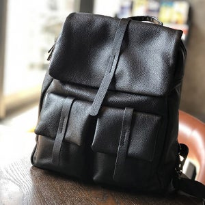 천연소가죽 투포켓 대학생 가방 데일리 여성 백팩