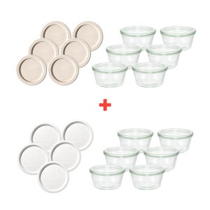 [1+1 실리콘+독일PE뚜껑5개 포함] WECK 웩서울 몰드 290ml 낮은형 WE740 1박스 6개