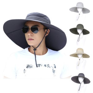 A빅챙 칼라 15cm 햇빛가리개 모자 남자 등산 자외선차단