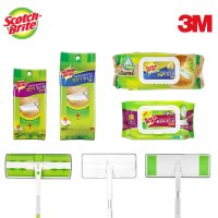 3M 스카치브라이트 정전기 점착식 물걸레 청소포 밀걸레 올터치 더블액션 리필 밀대