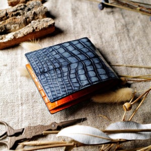 세로절개형 파티나 반지갑 악어가죽 남자지갑 선물 남자 수제 명품 반지갑