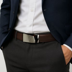 아일렌 정장 남성벨트 자동버클 가죽 에이튼 브라운