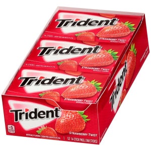 Trident 트라이던트 스트로베리 무설탕 껌 14입 12팩