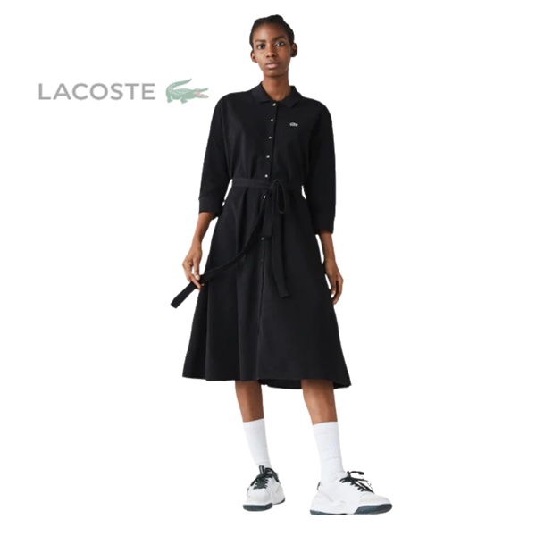 라코스테 카라넥 폴로 원피스 드레스 LACOSTE Women’s Women’s Buttoned Belted Cotton Piqué Polo Dress
