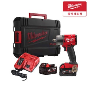 밀워키 M18 FMTIW2F12-502X 충전 미드토크 렌치 5Ahx2개 세트