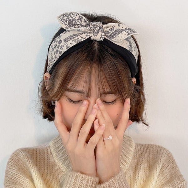 페이즐리 리본머리띠 반다나 와이드헤어밴드 스카프머리띠 헤어터번 여름머리띠
