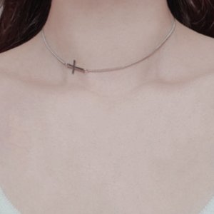 [써지컬스틸] 십자가 초커 목걸이 (실버/골드/로즈골드)