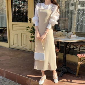 [자체제작] (자체제작) 프롬 뷔스티에 스퀘어넥 롱 원피스 결혼식 하객룩 op10882