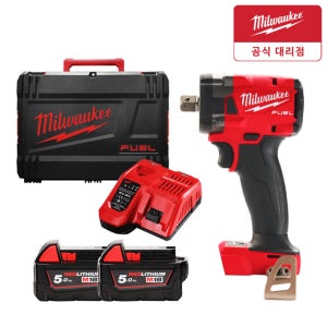 밀워키 M18 FIW212-502X 충전 브러쉬리스 임펙트 렌치 18V 5.0Ahx2개