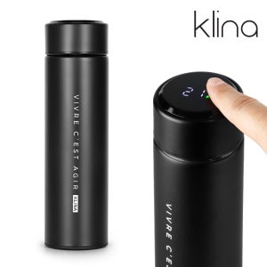 클리나 온도표시 보온보냉 스텐 텀블러 500ml 블랙
