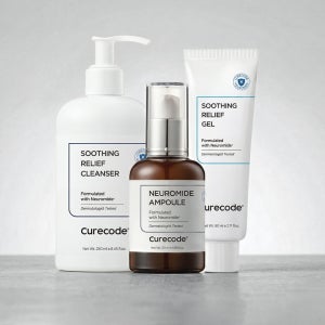 큐어코드 진정 장벽 보호막 3종 [앰플+수딩 젤+클렌저] 보습 장벽강화 고수분 속탄력