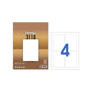 폼텍 물류관리용 라벨 LS-3118 A4 100매 4칸 99.1X140mm 레이저잉크젯겸용
