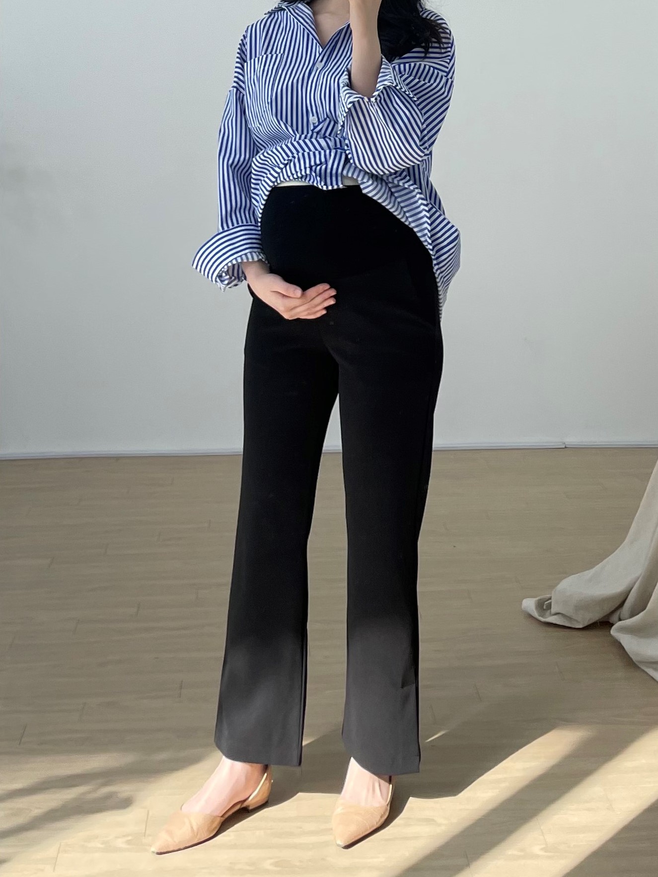 임산부 부츠컷 슬랙스 바지 임부복 복대 밴딩 팬츠