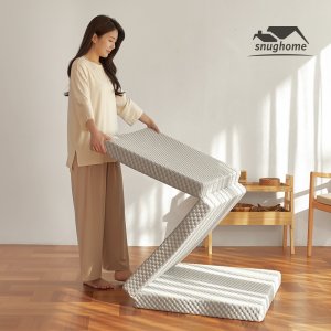 스너그홈 3단 접이식 천연라텍스 매트리스 토퍼 바닥 침대 수면매트 7.5cm SS 소프트