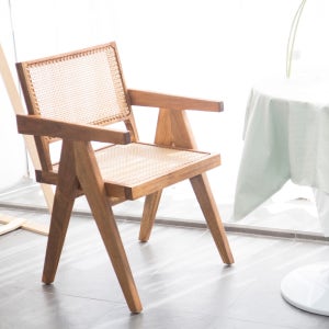 EZ-081/빈티지 라탄 암체어 인조라탄 북유럽 카페 인테리어 원목 식탁 의자 이지가구몰