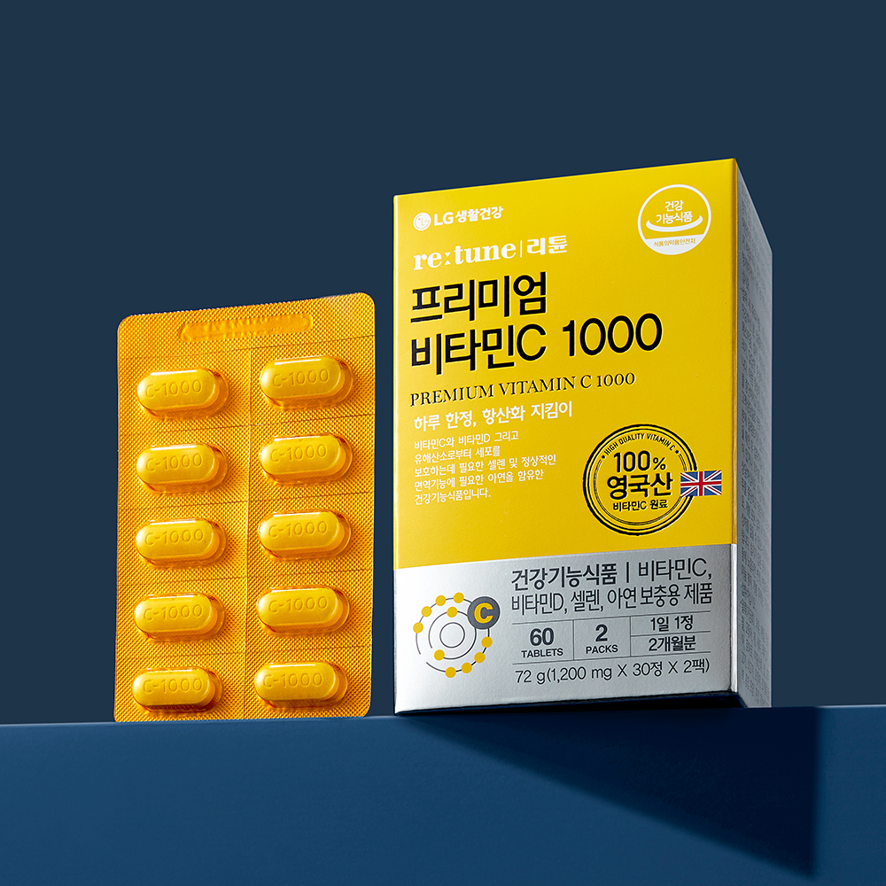 LG생활건강 리튠 프리미엄 <b>비타민C</b> 1000 60정, 1개