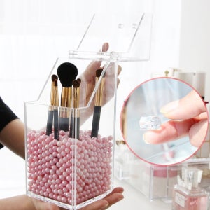뚜껑있는 화장품브러쉬꽂이케이스 화장대꾸미기아크릴 브러쉬수납통