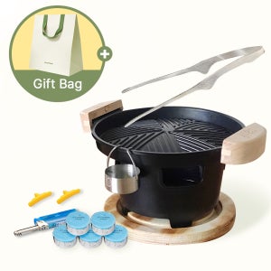 고기순삭 온오프 그릴팬 만능 풀세트 미니화로 불조절 1인용 가정용 그릴팬 고기불판 (+쇼핑백 포함)
