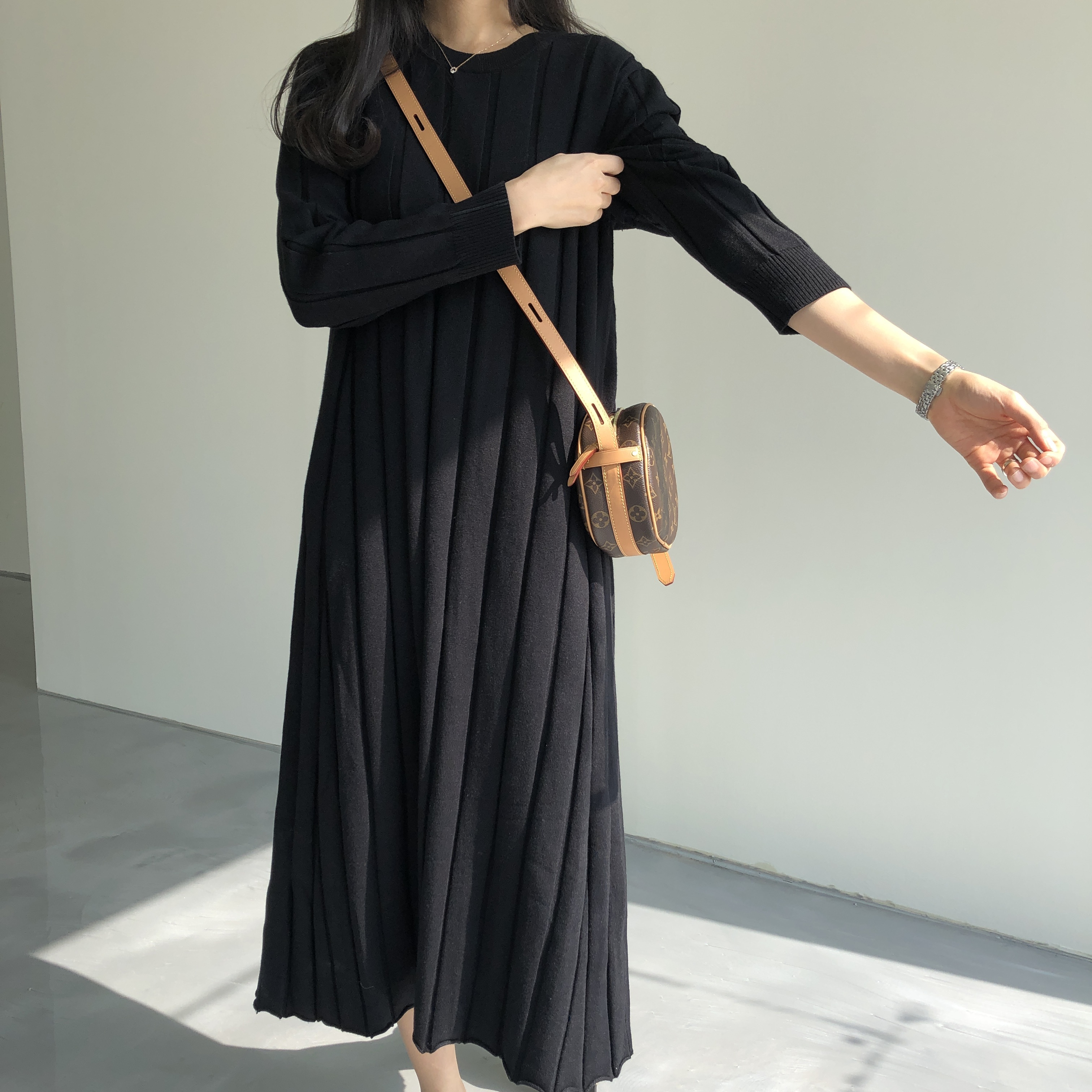 굵은골지 A라인 롱 하객 <b>임산부</b> <b>임부</b>복 만삭 원피스