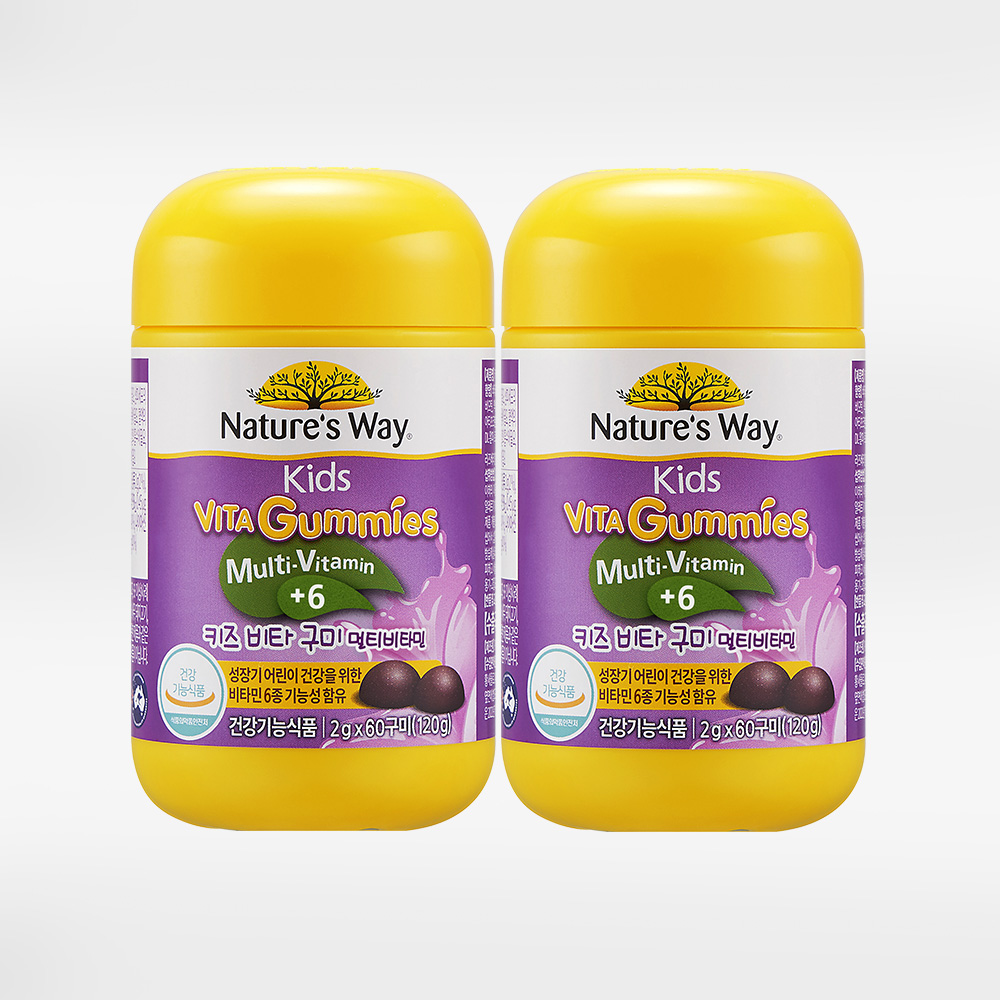 네이처스웨이 <b>키즈 멀티</b> 비타민 비타<b>구미</b> <b>멀티구미</b> <b>어린이</b> 미네랄 60<b>구미</b>, 2개