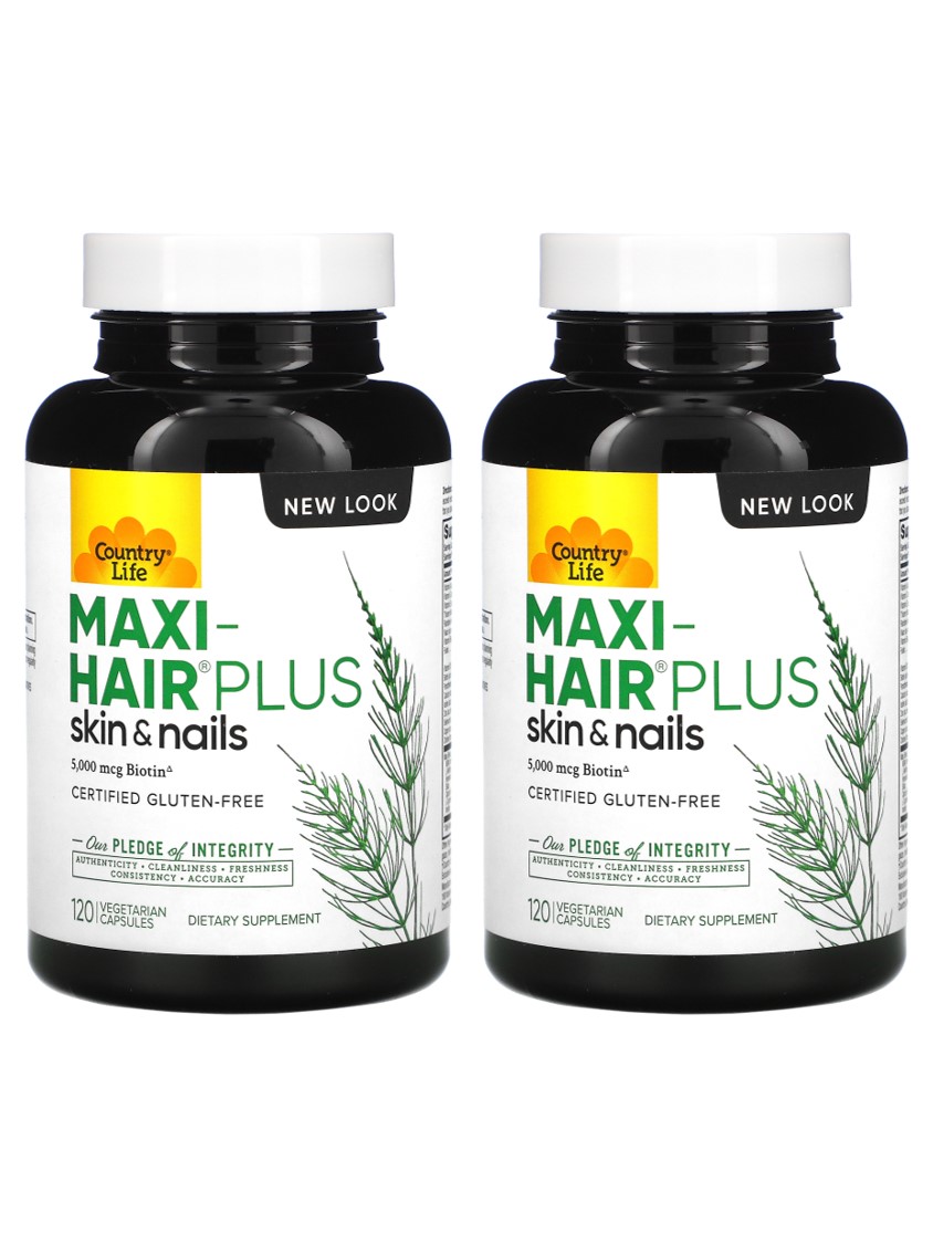 <b>컨트리 라이프</b> 맥시 헤어 플러스 비오틴 5000mg 120 캡슐 X 2팩