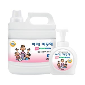 아이깨끗해 거품 핸드솝 4Lx1개 공펌프용기 490ml 포함 대용량 손 비누 세정제 항균