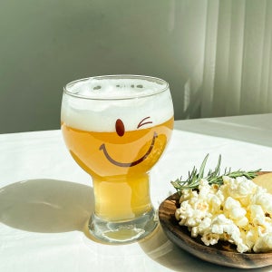 스마일 맥주잔 귀여운 유리 맥주컵 예쁜 소맥잔 단품 455ml