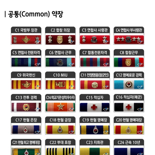 군인, 조립식약장, 공통[육군 해군 공군 해병대]