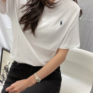 폴로 랄프로렌 여성 클래식 브이넥 코튼 반팔 티셔츠 5색 택1 / TD