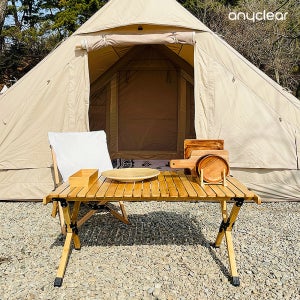 애니클리어 간편 접이식 우드 롤 테이블 감성 캠핑 차박 인테리어용 홈캠핑 CP-WLT4