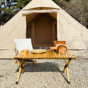 애니클리어 간편 접이식 우드 롤 테이블 감성 캠핑 차박 인테리어용 홈캠핑 CP-WLT4