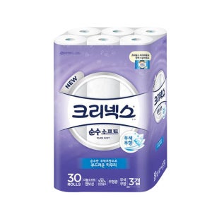 크리넥스 3겹 순수소프트 30MX30롤 1팩 화장지 두루마리휴지