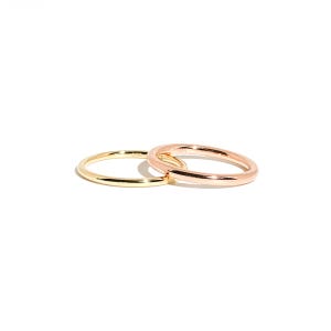 14k 18k 파이프 레이어드 반지 - 1.5mm 2mm 링 레이어드 금 실 애끼 엄지