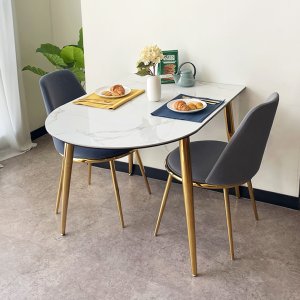 델레노 세라믹 반타원형 2인용 3인용 좁은공간 공간활용 식탁 테이블
