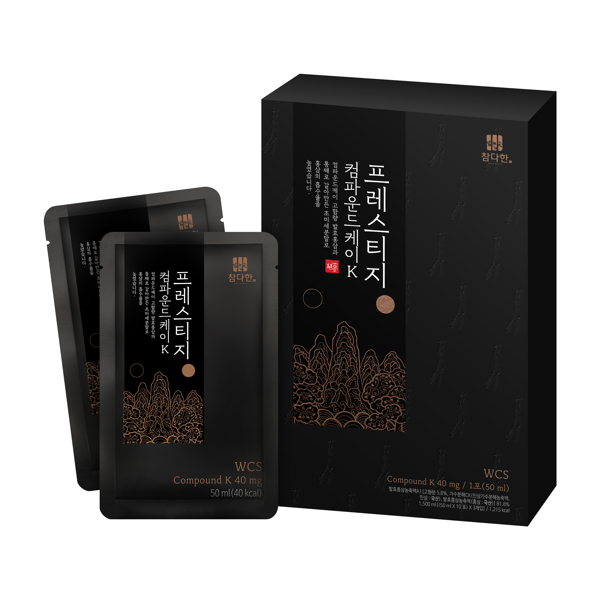 참다한 <b>컴파운드케이</b>K 프레스티지 발효 홍삼 파우치 진액 홍삼액 30포