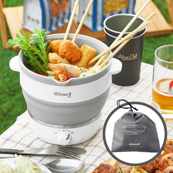 위즈웰 접이식 전기포트 냄비 캠핑 주전자 라면 햇반 멀티 해외 휴대용 여행용 WK3616