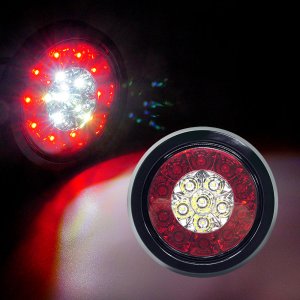 12V-24V 교체용 원형 3WAY LED테일램프 레드링-화이트LED / 데루등 후미등