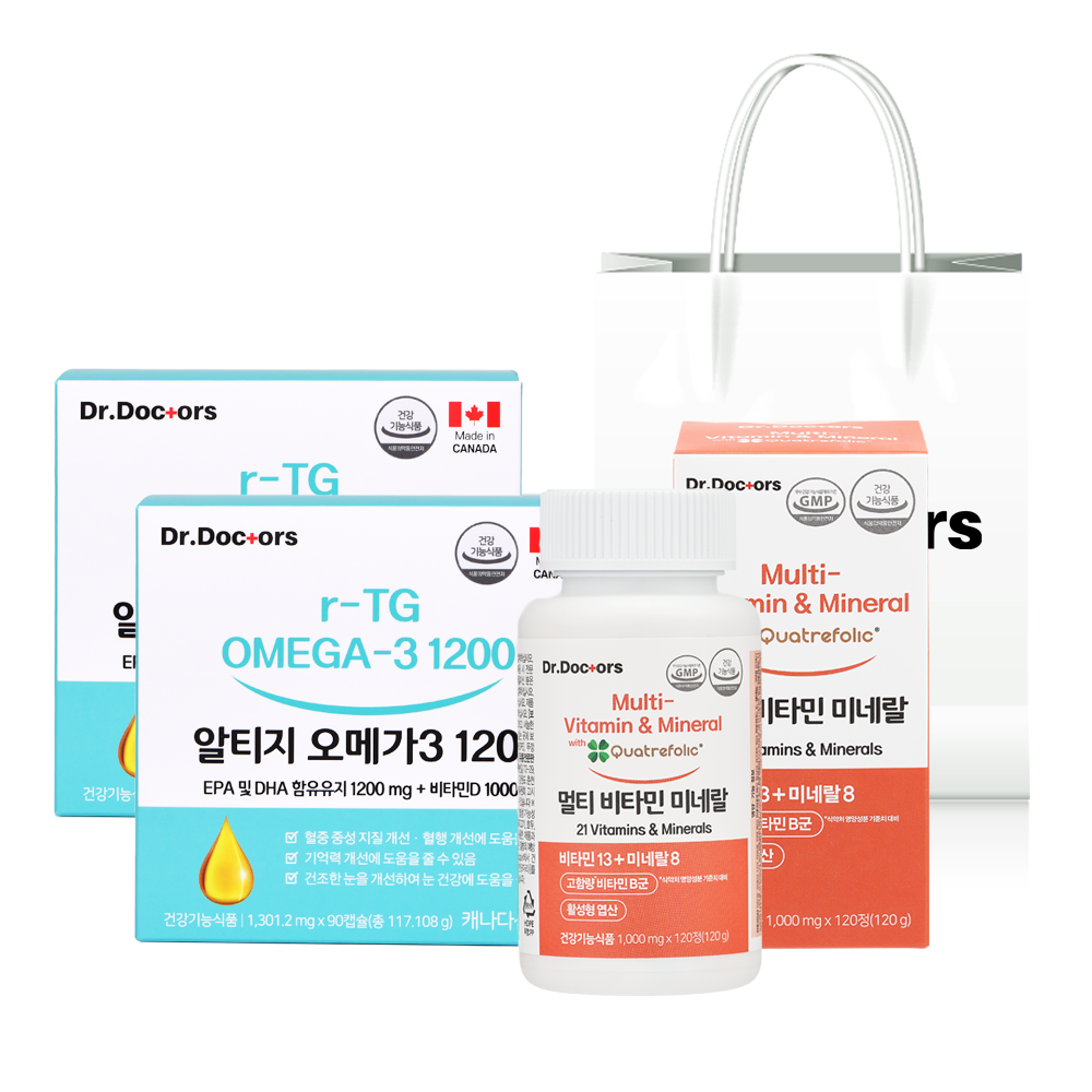 <b>닥터닥터스</b> 알티지 r-TG <b>오메가3</b> 1200 2EA 멀티비타민 미네랄 1EA 선물세트