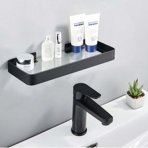 무타공 접착식 욕실 선반 코너 일자 화장실 세면대 정리대 젠다이 거치대 강화유리 20mm