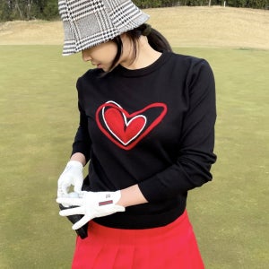 여성골프니트 레드하트 긴팔 봄 여성골프웨어