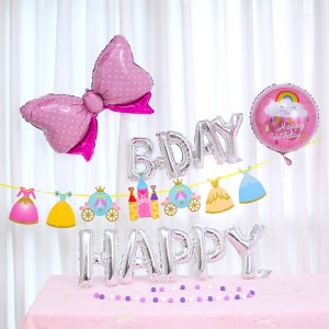 [피앤비유니티]왕리본 생일가랜드세트 핑크