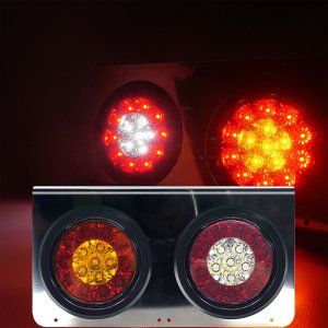 C-010 / 12V 사각 2구 스텐판 3WAY LED테일램프 / 데루등 후미등 화물차등 브레이크등