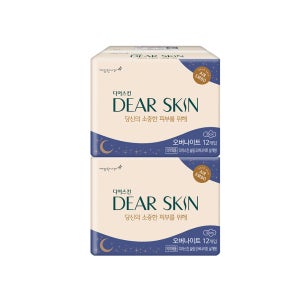 깨끗한나라 디어스킨 슬림 오버나이트 12개입x2팩 생리대