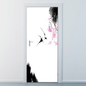 ncjy220-동양화-제비의 날개짓-현관문시트지,셀프인테리어,방문시트지,방문꾸미기,출입문시트지,무늬목,일러스트,현관문,문시트지,문꾸미기,자연,한국전통,전통주,막걸리,술,술잔,나무,