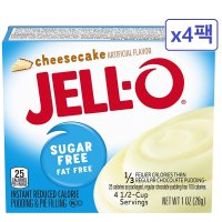 JELL-O Cheesecake 젤로 무설탕 무지방 치즈케이크 푸딩 & 파이 필링 믹스28g x4팩