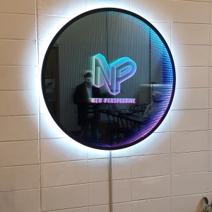 원형인피니티미러 아크릴 스카시 LED네오픽셀 디자인문패