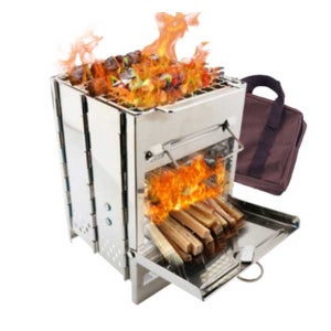 접이식 사각 화로대 중형 캠핑 BBQ 바베큐 그릴 불멍 미니 스테인레스 화로 휴대용 숯불 장작통